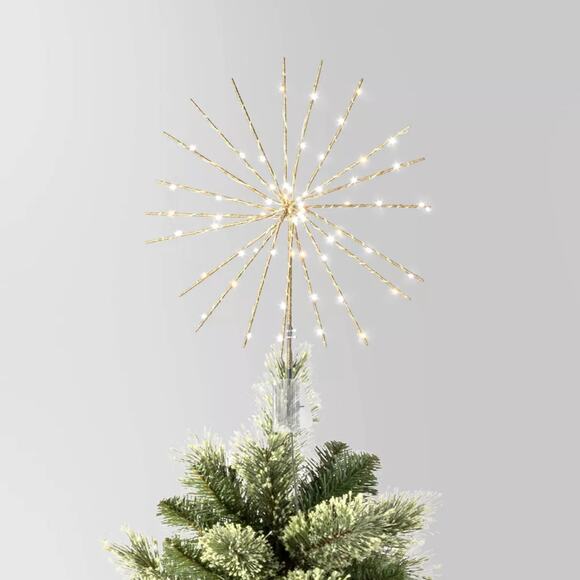 Twinkling Starburst Spikes Christmas Tree Topper 14"in 70 Lights Lit Light Up - Picture 7 of 9